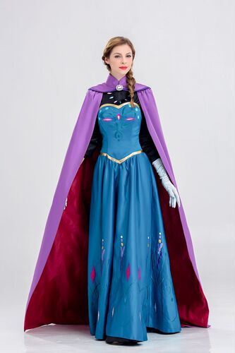Frozen Elsa's Adult Ceremony Halloween Costume, Princess Anna Dress Performance Costume