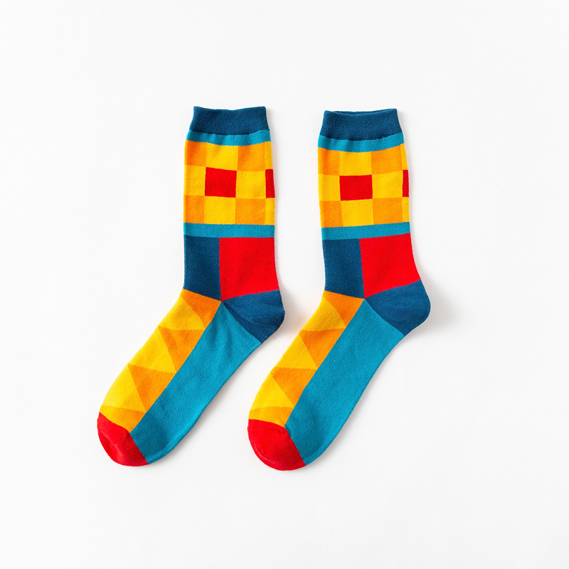 Unisex Casual Color Block Cotton Jacquard Crew Socks A Pair display picture 13