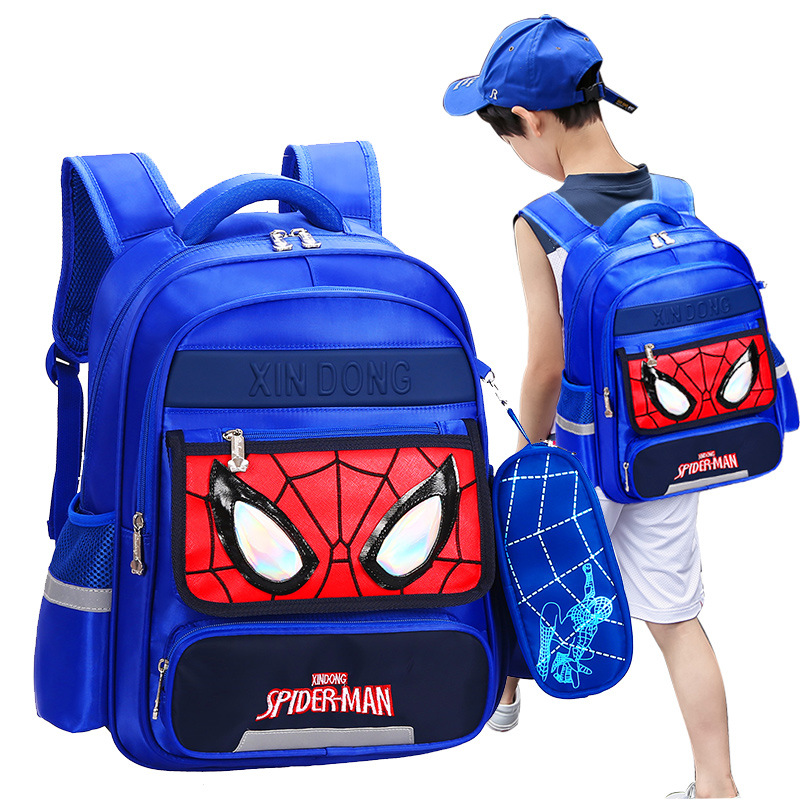 Spider-Man schoolbag pupil 1-3-4-6 grade 6-12 Lightening waterproof children Cartoon Backpack