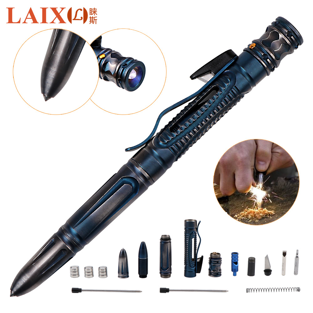 睐斯不锈钢镀钛战术笔 EDC工具 多功能防狼装备 便携女子防身用品