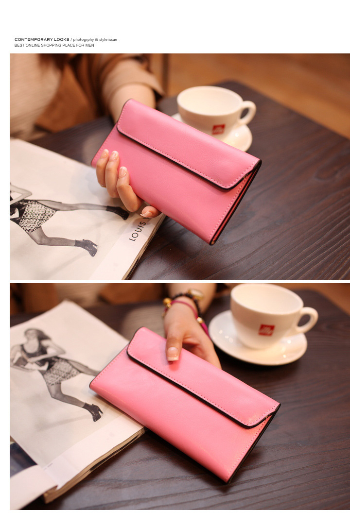 Women's Solid Color Leather Magnetic Buckle Wallets display picture 3