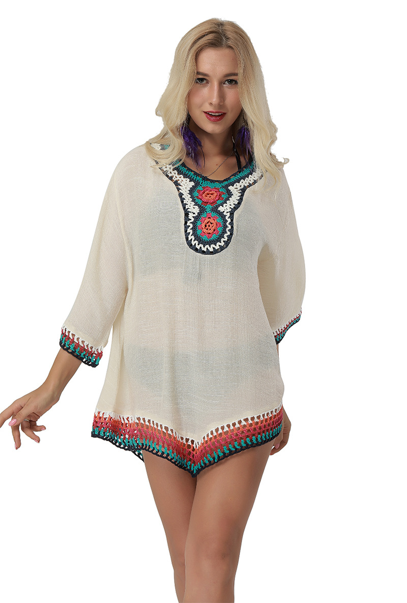 Lace Crochet Cover Up Sheer Knitted Top Beachwear Versatile Layering Wholesale Available customizable