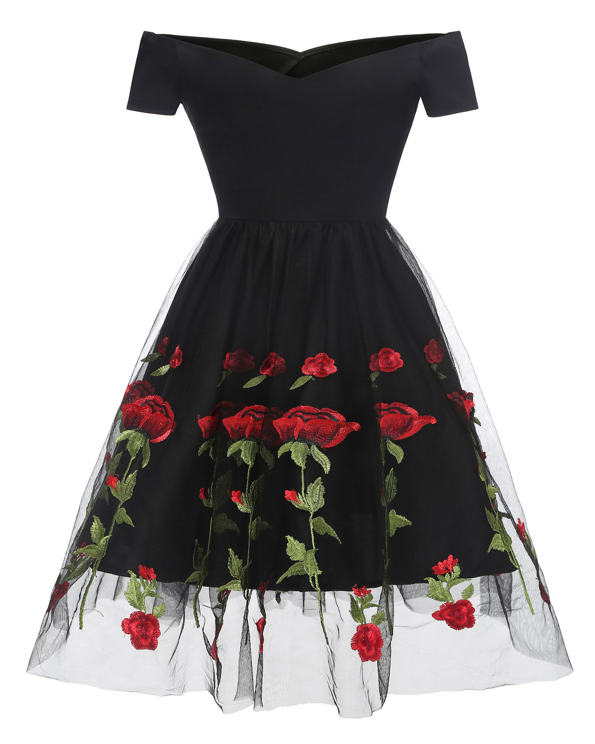 Frau Swing-Kleid Ferien V-Ausschnitt Kurzarm Blume Midi-Kleid Täglich display picture 2