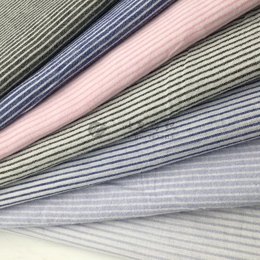 现货供应 色织面料 全棉竖条 夏秋款衬衫面料 童装女装 批发