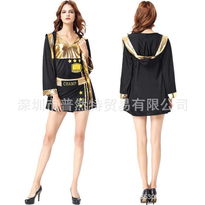 Halloween cosplay Costume Nightclub Prom Party Carnival Boxer Performance Suit Boxer Gold Belt