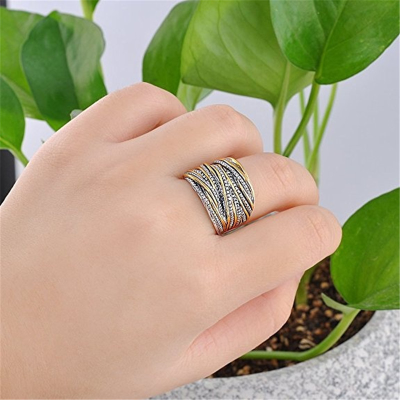 Unisex Gender Plating Design Exaggerated Geometric Alloy Plating Unisex Rings