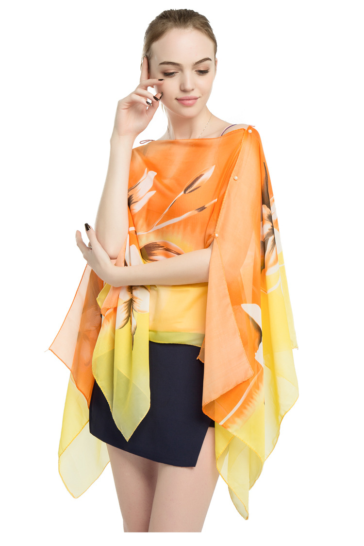 夏季防晒披肩厂家 印花雪纺丝巾 女士围巾披肩厂家