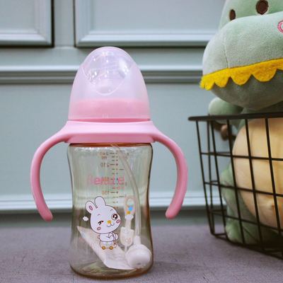 厂家直销贝味乐母婴用品宽口ppsu奶瓶防摔奶瓶带手柄吸管ppsu奶瓶|ms