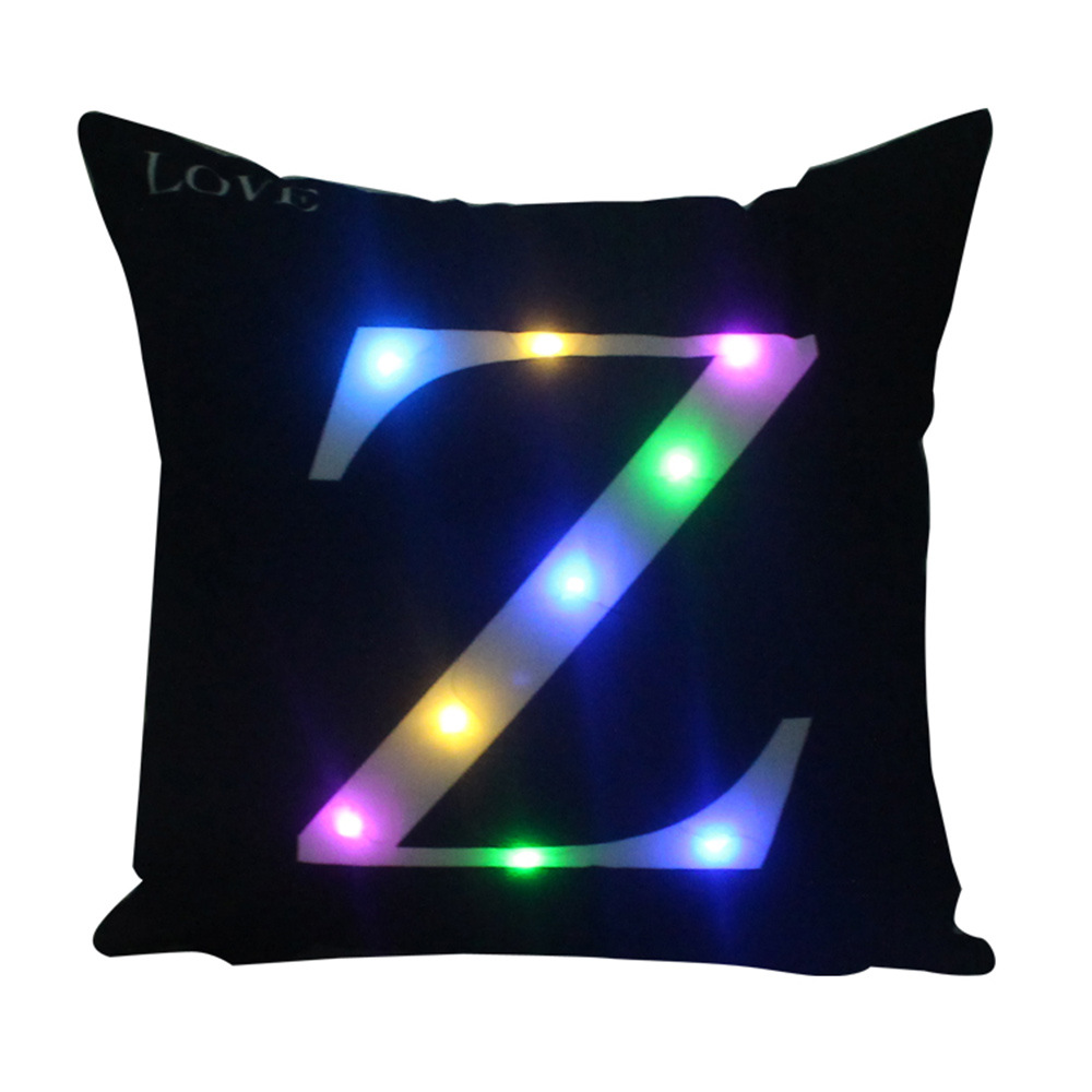 （中性）字母款LED枕头套靠垫套 图案->黑色字母Z