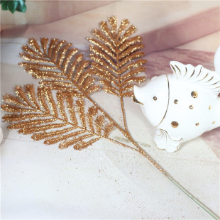 High -quality supply of simulation flower gold powder flower European -style flower proper flower with flower with leaf gold powder with 3 fork phoenix tail leaves