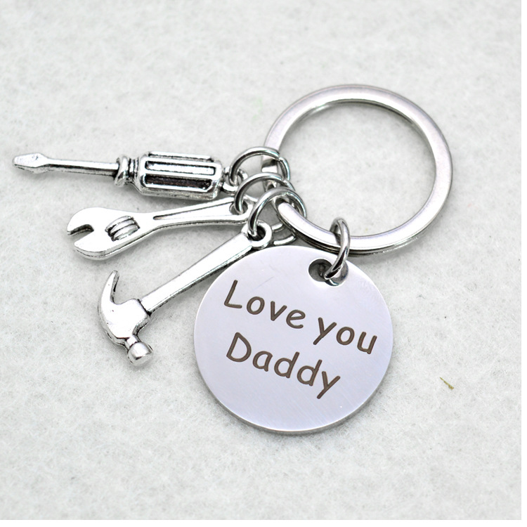 Stainless Steel Letter Tool Hammer Wrench Screwdriver Father's Day Gift Key Ring display picture 1