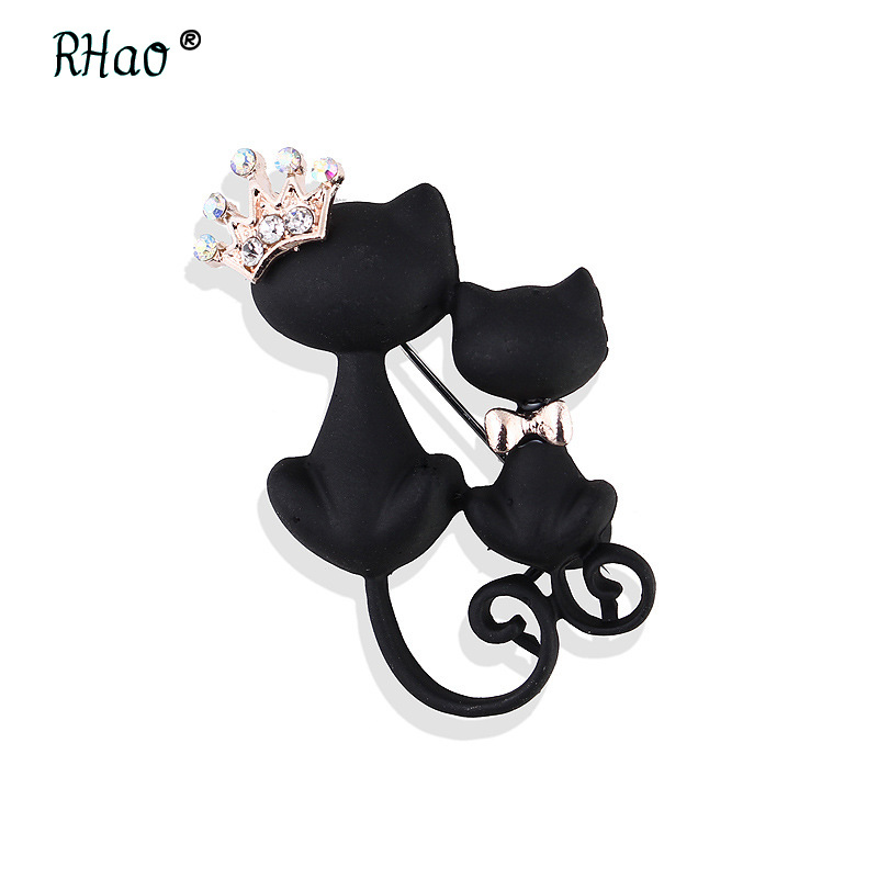 2018新款环保锌合金饰品黑猫皇冠胸针卡通猫咪胸针别针饰品配饰