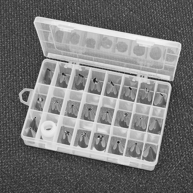 24头不锈钢裱花嘴套装 转换器盒装蛋糕曲奇全套裱花工具