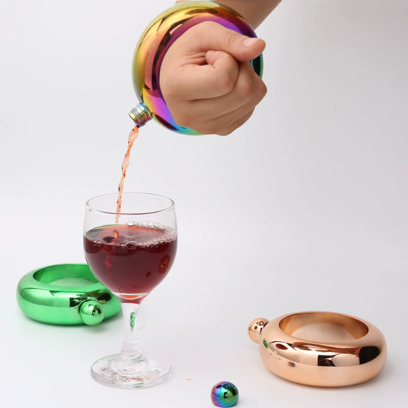 304 из нержавеющей стали Красочный винный браслет 3,5 унции винное кольцо русские дамы портативный Круглый браслет винный кувшин