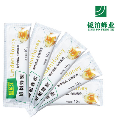 镜泊蜂业10克袋装蜂蜜东北黑蜂椴树蜜小袋装黑蜂椴树雪蜜厂家直销|ms