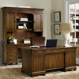 美式乡村新古典写字台法式实木办公桌欧式现代书桌柜成套书柜家具