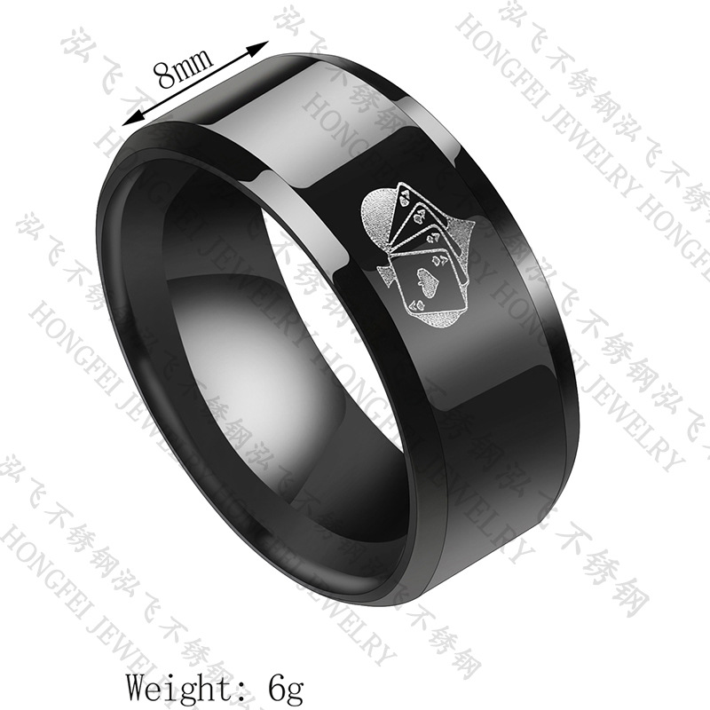 Amazon explosive creative hot selling European and American personality spades a playing card men's ring stainless steel ring wholesale