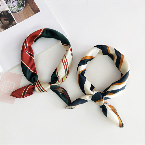 50 spring and summer new style small silk scarf small square scarf for women Korean professional versatile decorative printed scarf scarf wholesale