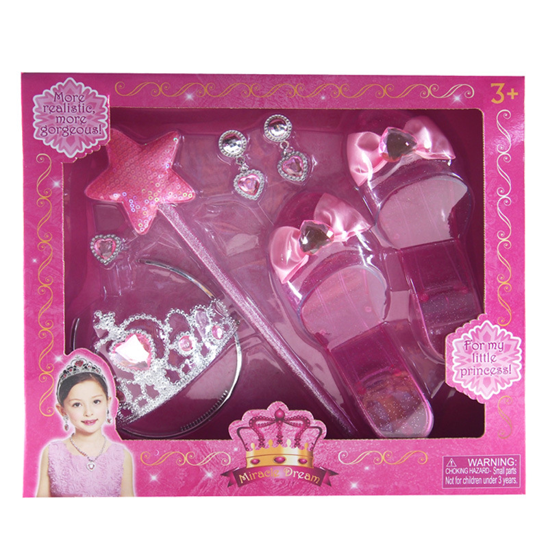 跨境女孩玩具套装公主鞋冰雪奇缘皇冠魔法棒儿童过家家首饰套装