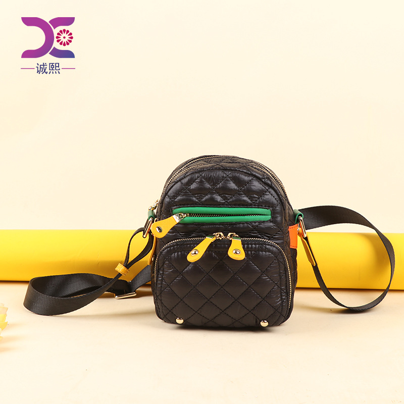 包包女新款2018潮时尚撞色女式单肩包菱格斜挎小方包 一件代发|ms