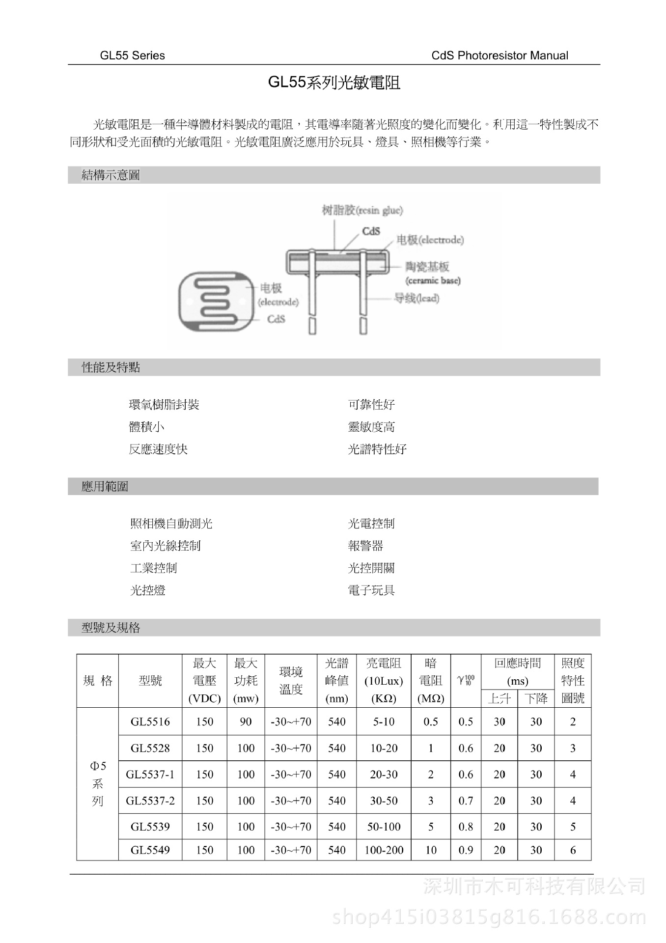 光敏电阻GL5528 直径5MM 亮电阻10-20K 暗电阻1M大量现货品质保证-阿里巴巴