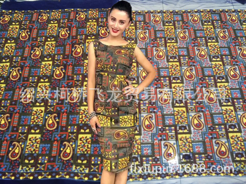 网布绣花面料多色网纱刺绣蕾丝花边满幅连衣裙礼服布现货腰果花