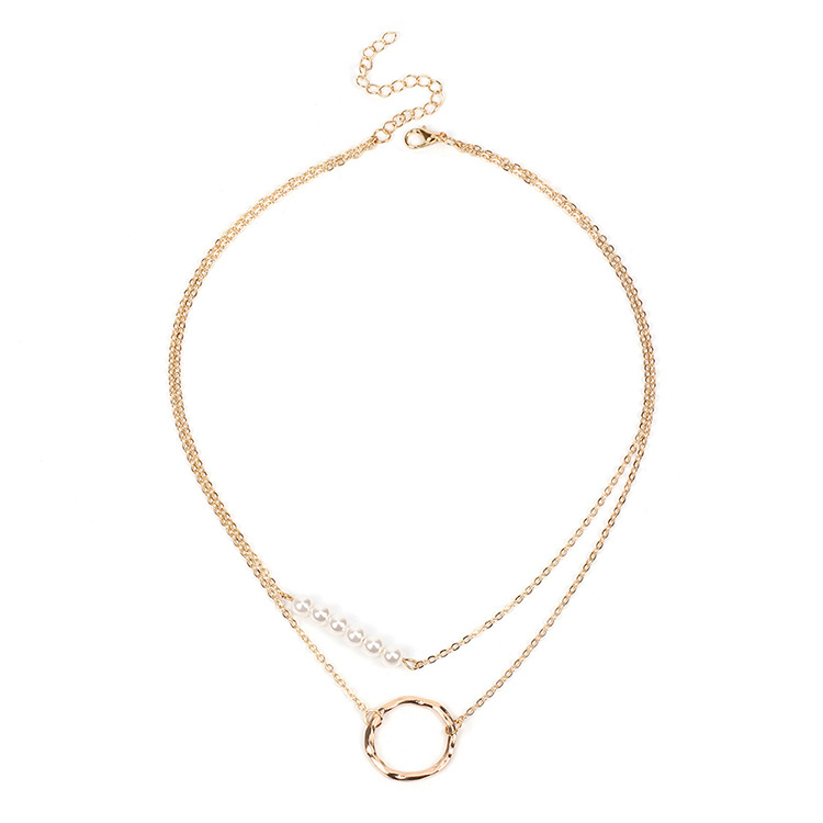 7g Weight Necklace Classification Women'S Gender Gold, Silver Color Fashion Geometric Pearl Multi-layer Copper Necklace Wholesale 1