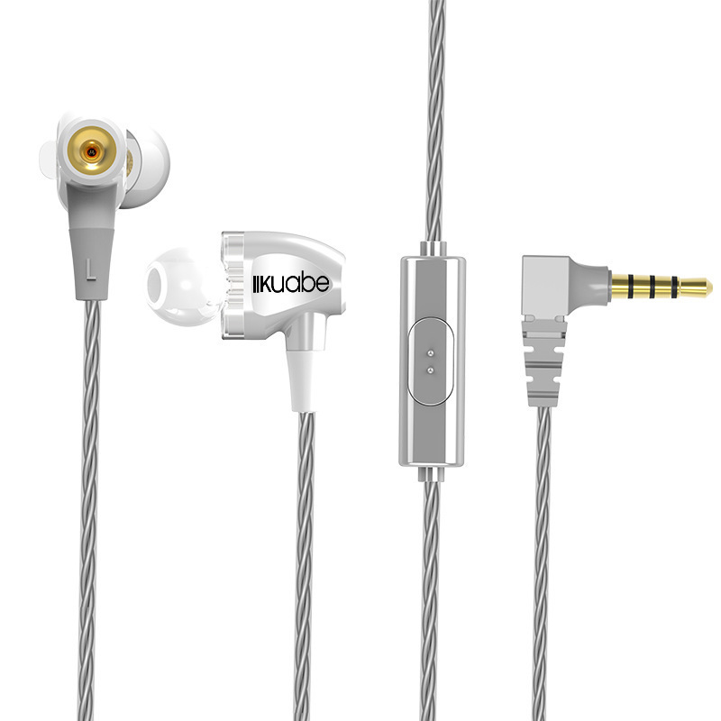 Factory direct supply in-ear double-moving headset mobile phone wire control with wheat fever HIFI headset earplugs spot wholesale