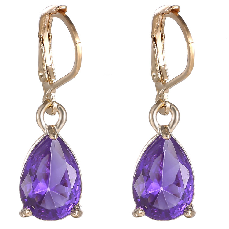 Fashion Water Drop Zircon Pendant Earrings Multi-Color Spot Wholesale Alloy Ear Piercing Jewelry detail image 7
