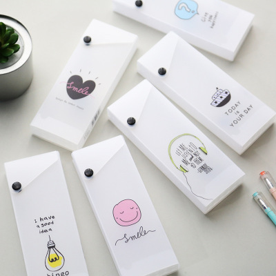 2018半透明簡約收納盒簡約卡通 文具盒磨砂PP半透明塑料鉛筆盒