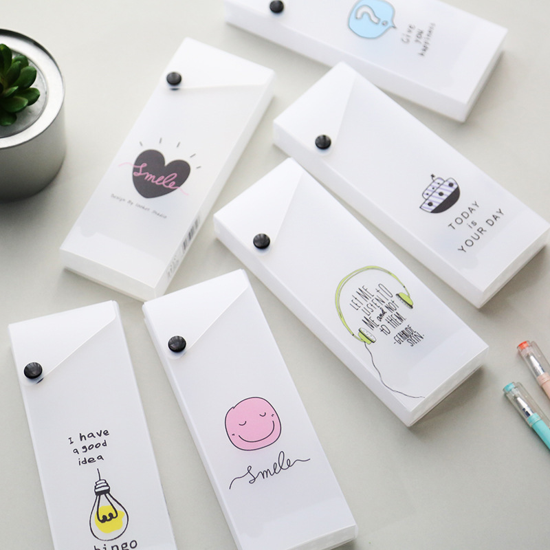 2018半透明簡約收納盒簡約卡通 文具盒磨砂PP半透明塑料鉛筆盒