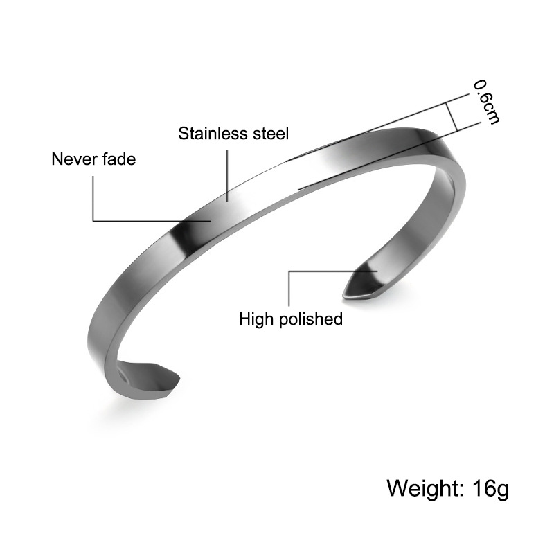 Simple Stainless Steel Laser Marking Engraving Open Bracelet Wholesale Nihaojewelry display picture 2