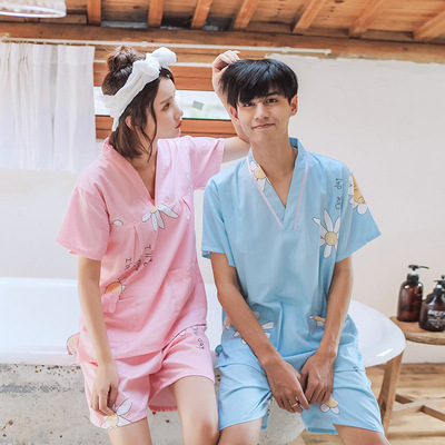厂家批发情侣款浴服汗蒸服桑拿服家居服睡衣男款女款纯棉布汗蒸服