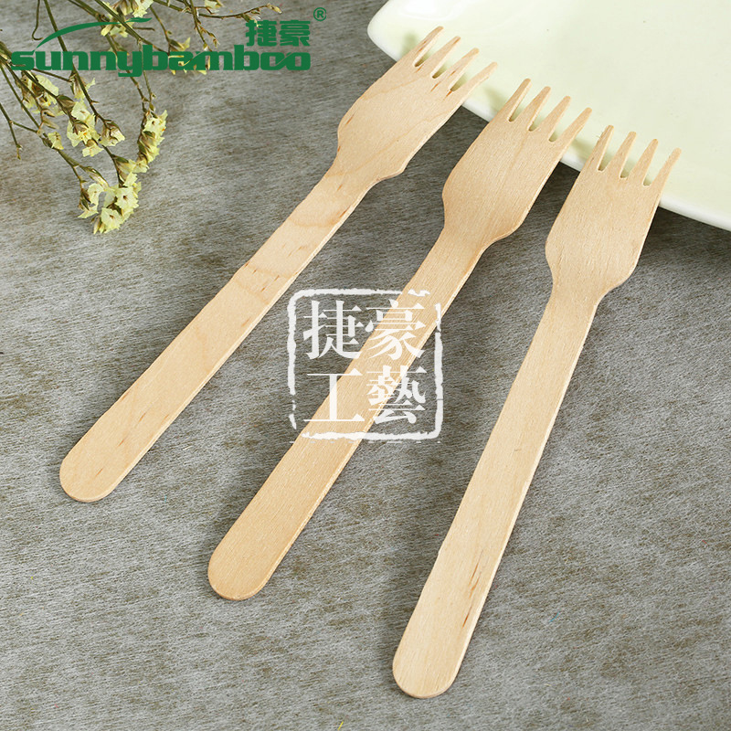 Wholesale of disposable wooden knives, forks and spoons in natural wood color, multi-purpose fruit and food disposable tableware, table forks and household wooden forks detail image 7