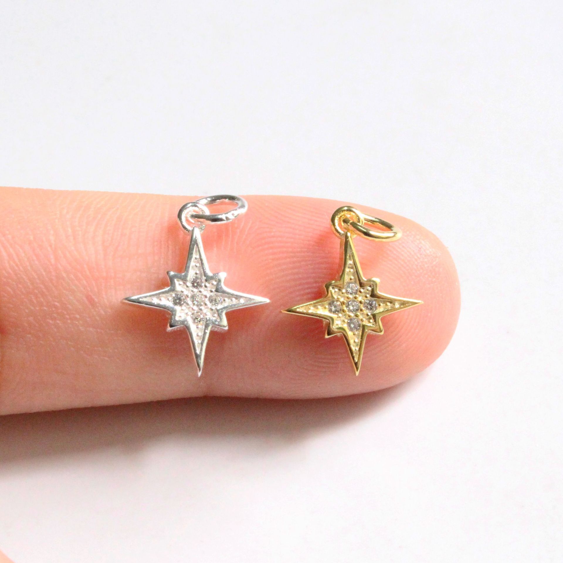 1 Pièce 12.5*10.6mm Argent Sterling 925 Zircon Star Brillant Pendentif display picture 6