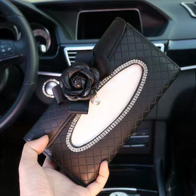 Car tissue box/set camellia flower car tissue - black-flower