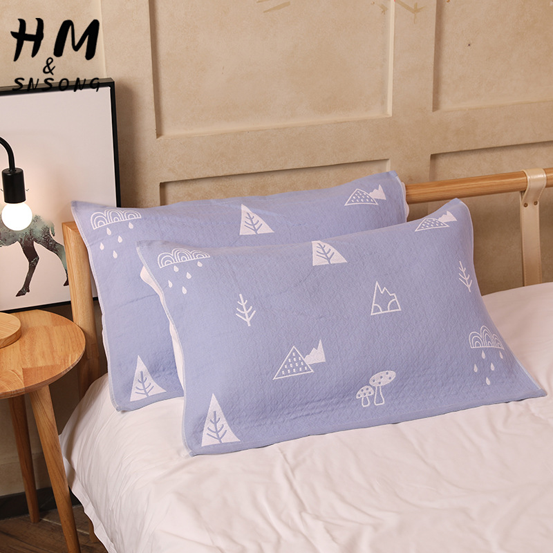 厂家直销纯棉夹棉纱布枕巾 全棉枕巾加大加厚成人通用不滑落批发