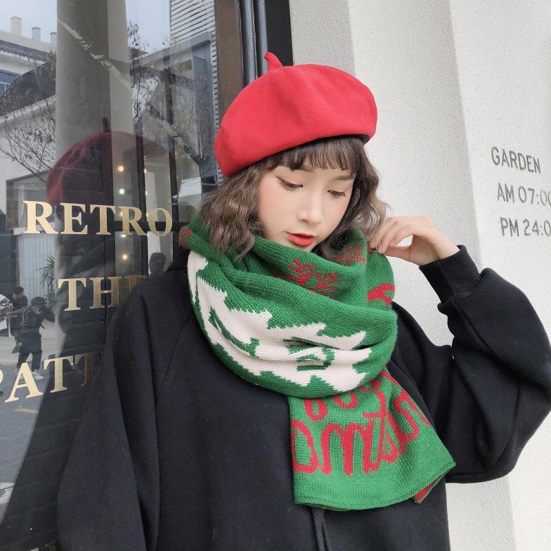 Paire de châles chauds en tricot d'hiver de Noël pour sœurs et étudiantes, écharpe douce, cadeau de Noël_voghion.com