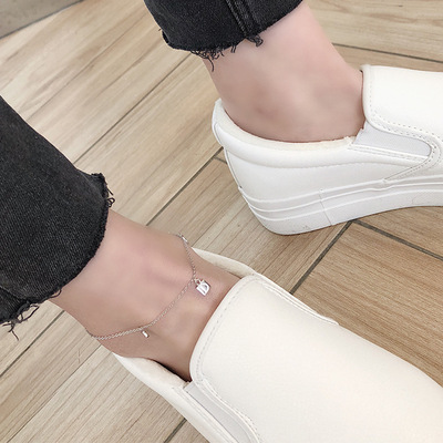 日韓風新款s925純銀腳鏈女生個性創意時尚銀飾品字母數字潮流腳鏈