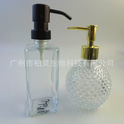 300ML玻璃乳液瓶 24牙口乳液泵头  可定制多款多色  沐浴液灌装瓶|ru