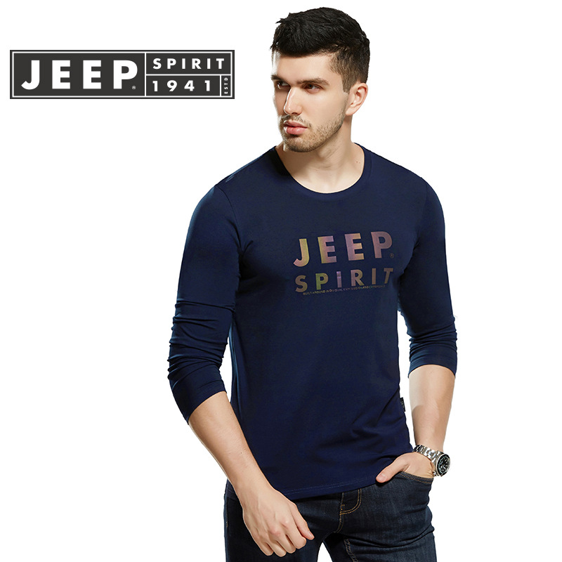 JEEP SPIRIT2024年新款秋冬男士长袖t恤圆领男装大码薄款打底衫