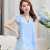 Summer clothing, long shiffon jacket, long-sleeve, Korean style, mid-length, with short sleeve, plus size