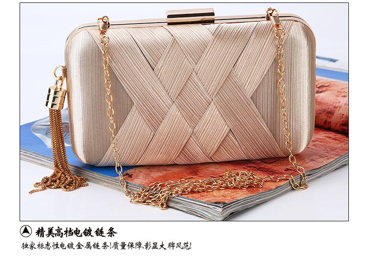 240g Weight Polyester Lining Material Buckle Closure Type Single Shoulder Strap Strap Type Evening Bag Bags Type Solid Color Pattern Tassel Design Fashion Style Purple, Gold, Silver, Black Color Small Size Tassel Dinner Bag Handmade Silk Evening Bag Wedding Banquet Clutch Handbag 10