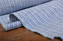 大量供應農村收藏全棉手織布粗布土布 百搭小細藍白格子手工面料