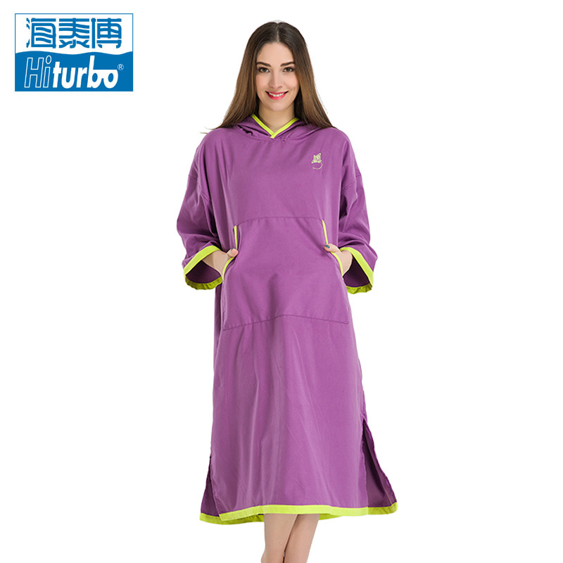 HAITABO (HITURBO) 비치 목욕 가운 다이빙 변화하는 옷 판초 망토 목욕 타월 방풍 따뜻한 옷