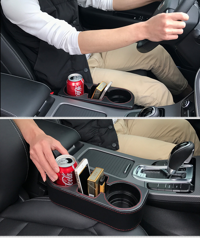 Seat Car Multi-function Storage Box Leather Box Car Seat Gap Storage Box Trash Can Gap Water Cup Holder