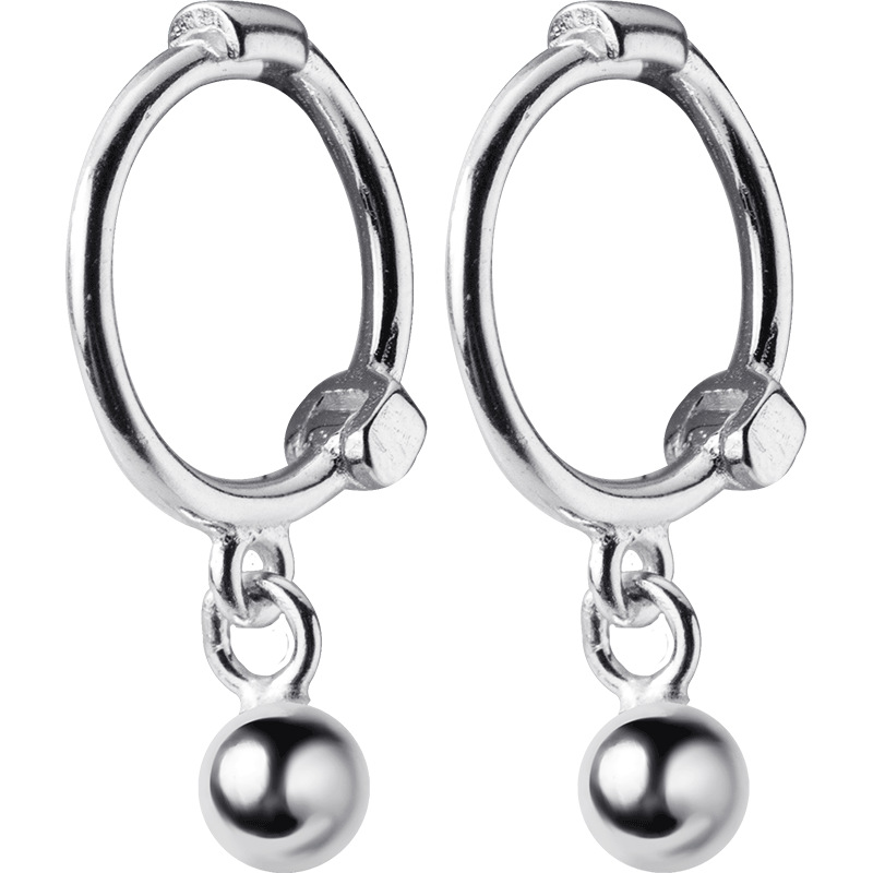 S925 botones de orejas de plata para mujeres coreanas simple pernos de orejas de bola de moda pernos de orejas de perlas pequeñas joyas de orejas E8527