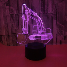 创意3D视觉挖掘机2 立体灯 LED装饰个性台灯床头卧室3D小夜灯