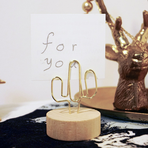 3 golden metal wire log message holders, fresh tropical rainforest wrought iron style note holders and photo holders