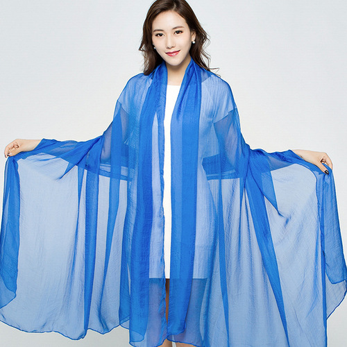 3m 2.3m extra long solid color sun protection chiffon silk scarf seaside beach towel travel shawl gauze scarf dropshipping